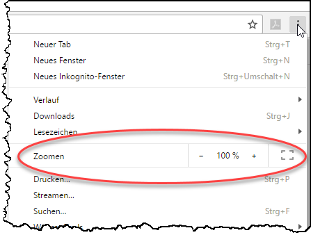 Zoom-Funktion im Google Chrome-Browser